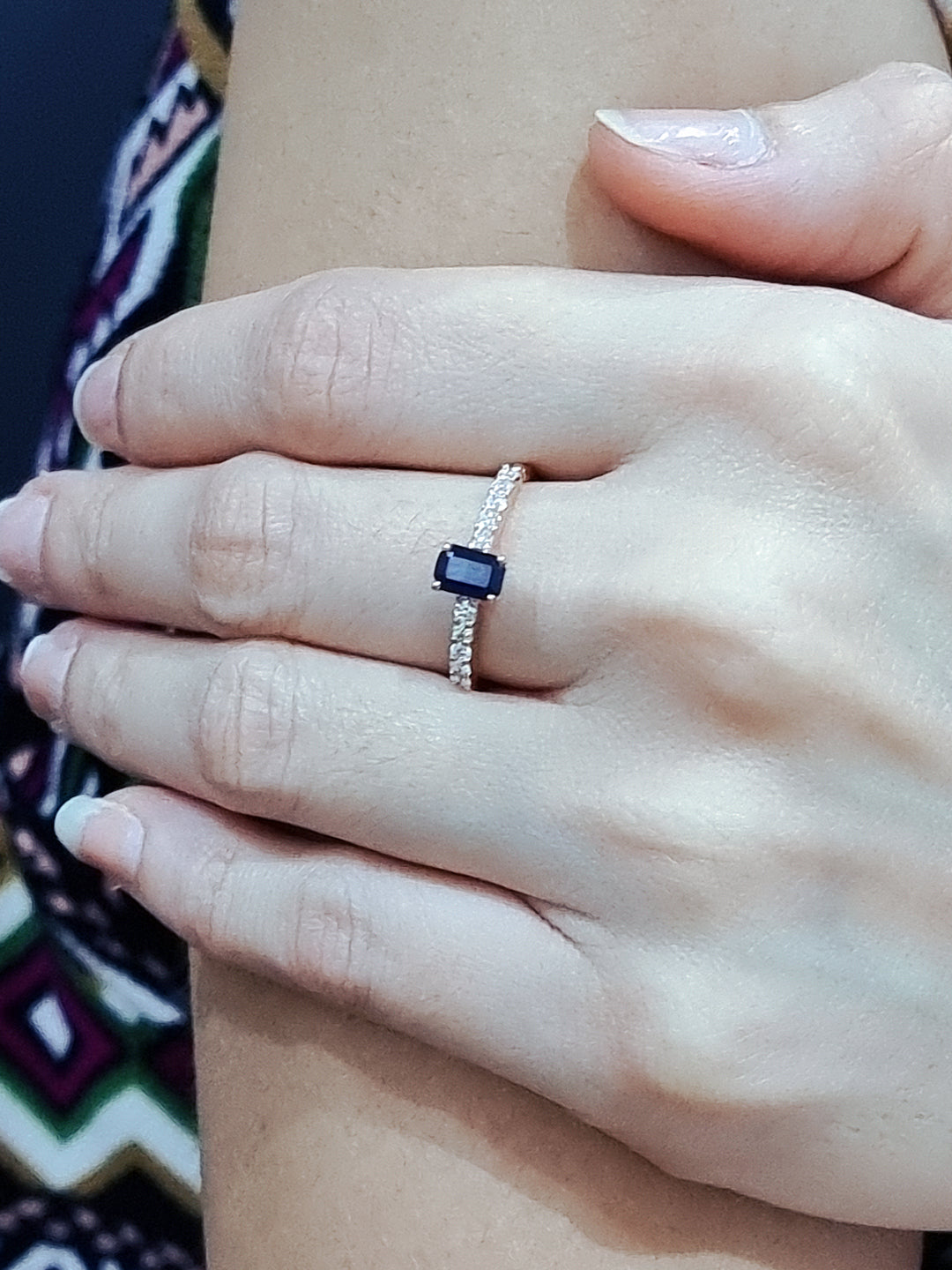 Petite Sapphire And Diamond Ring In 18k Rose Gold.
