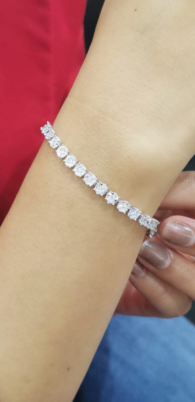 Diamond cluster sales tennis bracelet