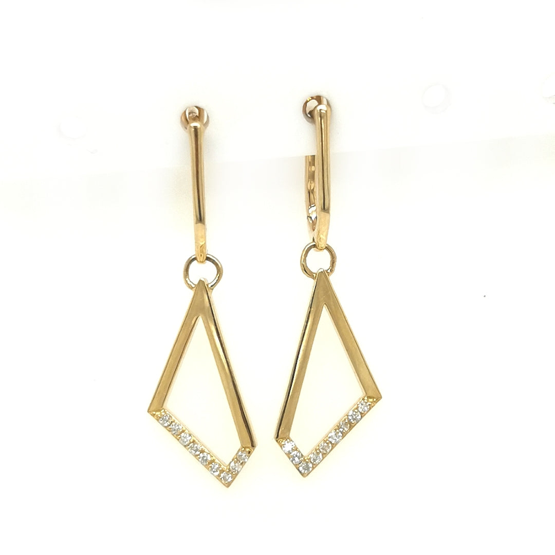 Geometric Pattern Diamond Earrings In 18k Yellow Gold.