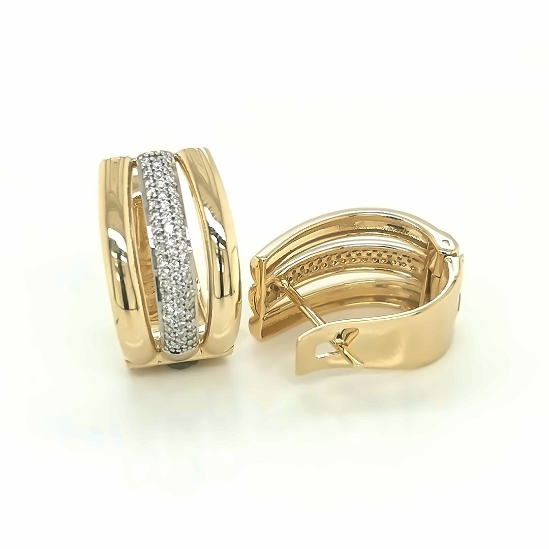 Diamond Hoop, Huggie In 18k Yellow Gold.