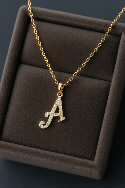 Diamond Initial Pendants In 18k Gold