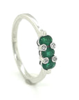 Emerald And Diamond Ring In18k White Gold.