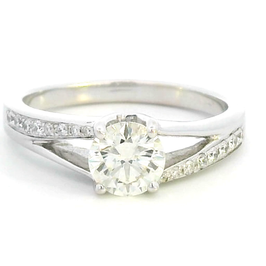 Split Shank Solitaire Diamond 0.70 Carat Ring In 18k Gold.