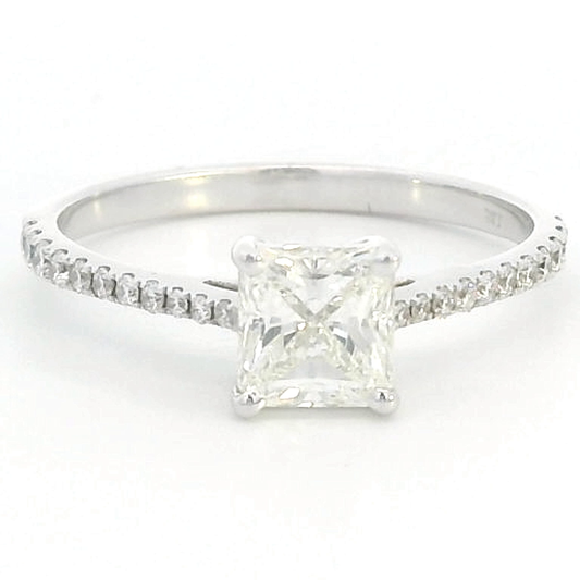 1.01 Carat Radiant-Cut Diamond Engagement Ring With Diamond Band In 18K Gold