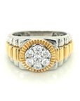 Men's Diamond Ring In 18k White And Yellow Gold.