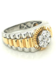 Men's Diamond Ring In 18k White And Yellow Gold.