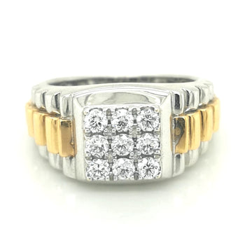 Men's 18k White And Yellow Gold Diamond Ring.