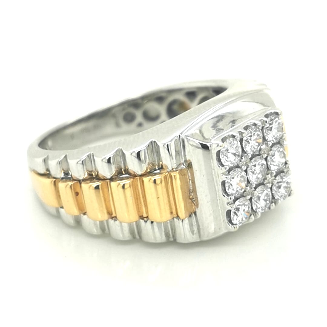 Men's 18k White And Yellow Gold Diamond Ring.