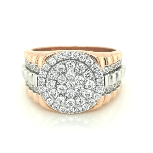 Men's Diamond Ring In 18k Rose And White Gold.