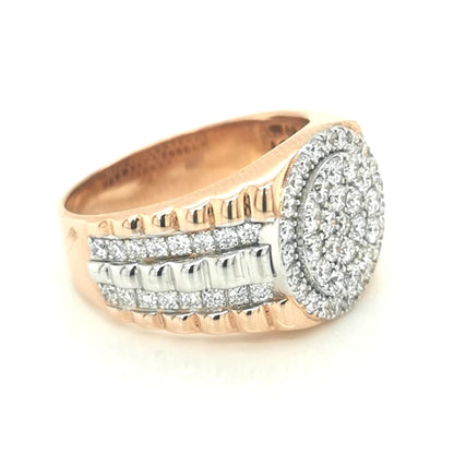 Men's Diamond Ring In 18k Rose And White Gold.