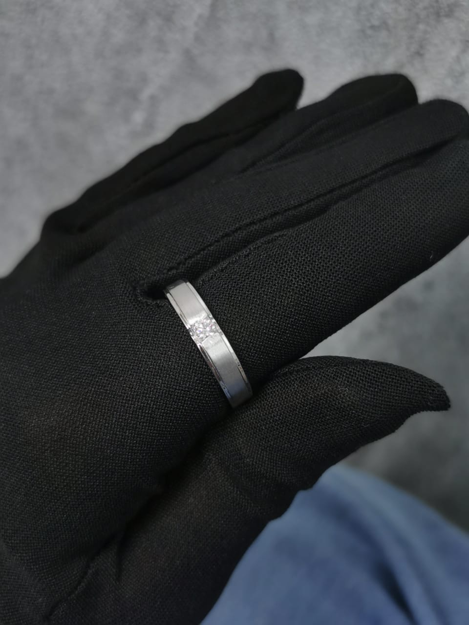 Men's Solitaire Diamond Ring In 18k White Gold.