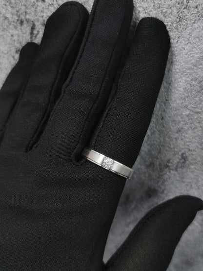 Men's Solitaire Diamond Ring In 18k White Gold.