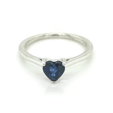 Exquisite Heart Shape Blue Sapphire Ring, Designed In 18k White Gold. A Luxurious And Unique Piece Of Jewelry, Perfect For Adding A Chic Touch Of Style And Elegance. Its Striking Blue Sapphire Can Be Worn As Is For A Subtle Yet Glamorous Look, Or Layered With Other Favorite Pieces For A Pop Of Vibrant Color. Indulge Yourself Today!