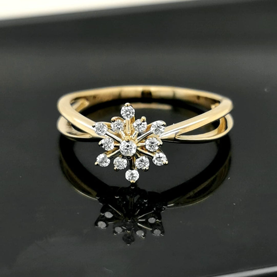 Starburst Diamond Ring In 18k Yellow Gold.