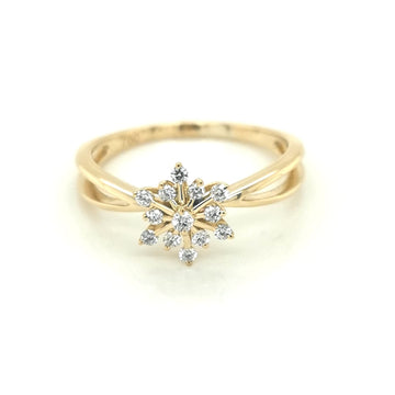 Starburst Diamond Ring In 18k Yellow Gold.