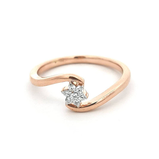 Diamond Flower Ring In 18k Rose Gold.