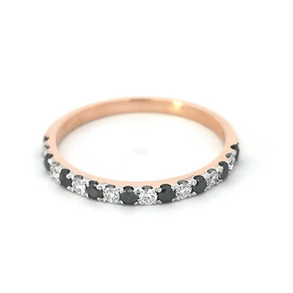 Black And White Diamond Ring In 18k Rose Gold.