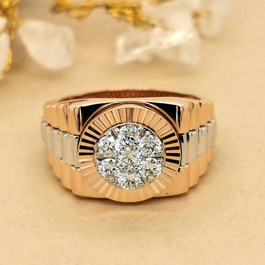 Cluster Set Men's Diamond Ring In 18k Gold.