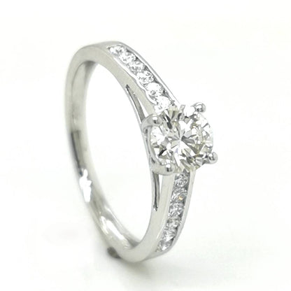 Diamond Engagement Ring In 18k White Gold.