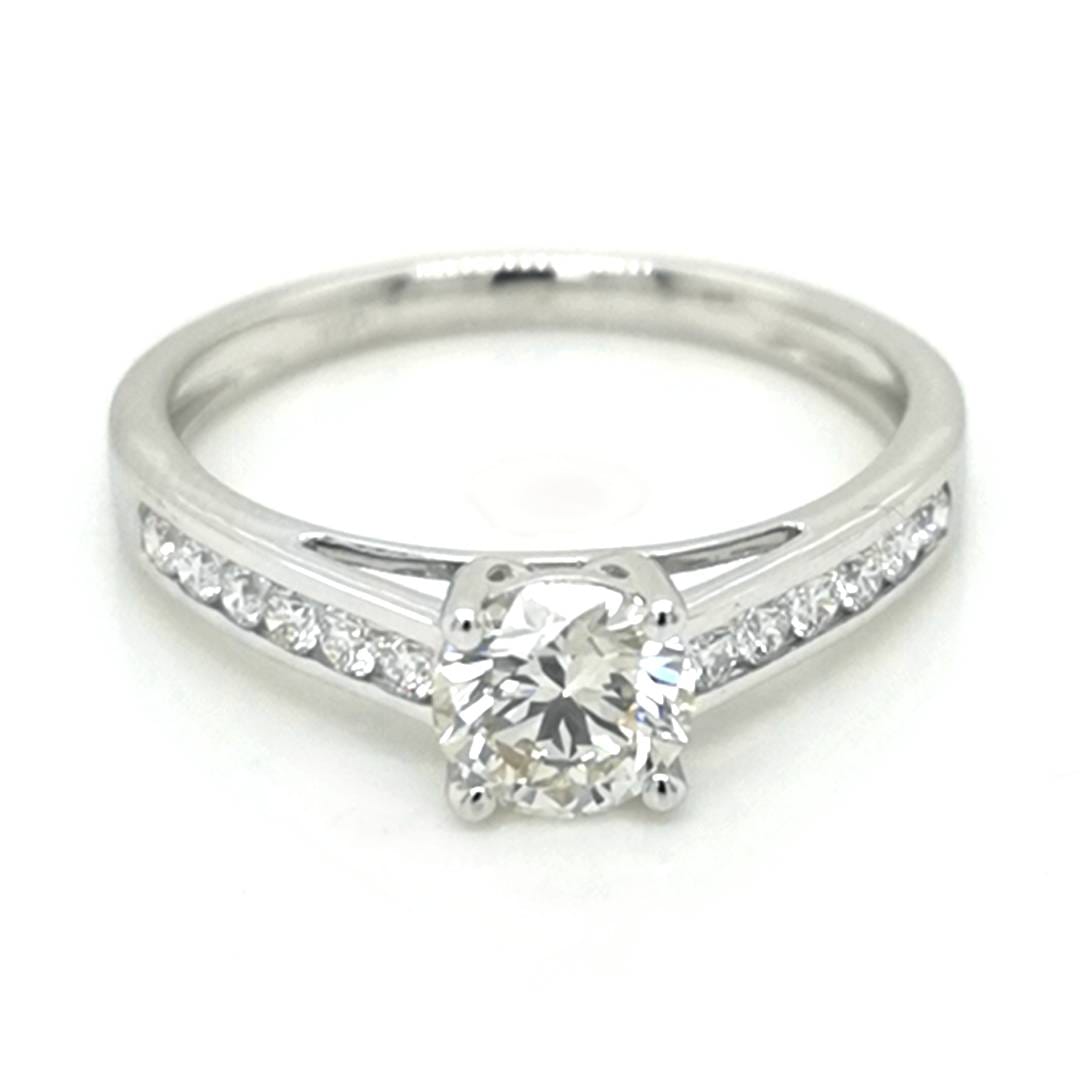 Diamond Engagement Ring In 18k White Gold.