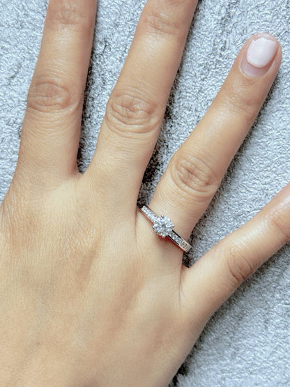 Diamond Engagement Ring In 18k White Gold.