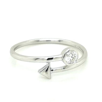 Arrow  Diamond Ring In 18k White Gold.