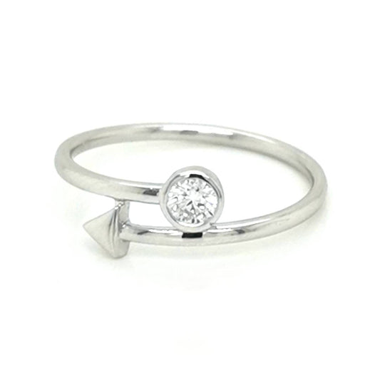 Arrow  Diamond Ring In 18k White Gold.