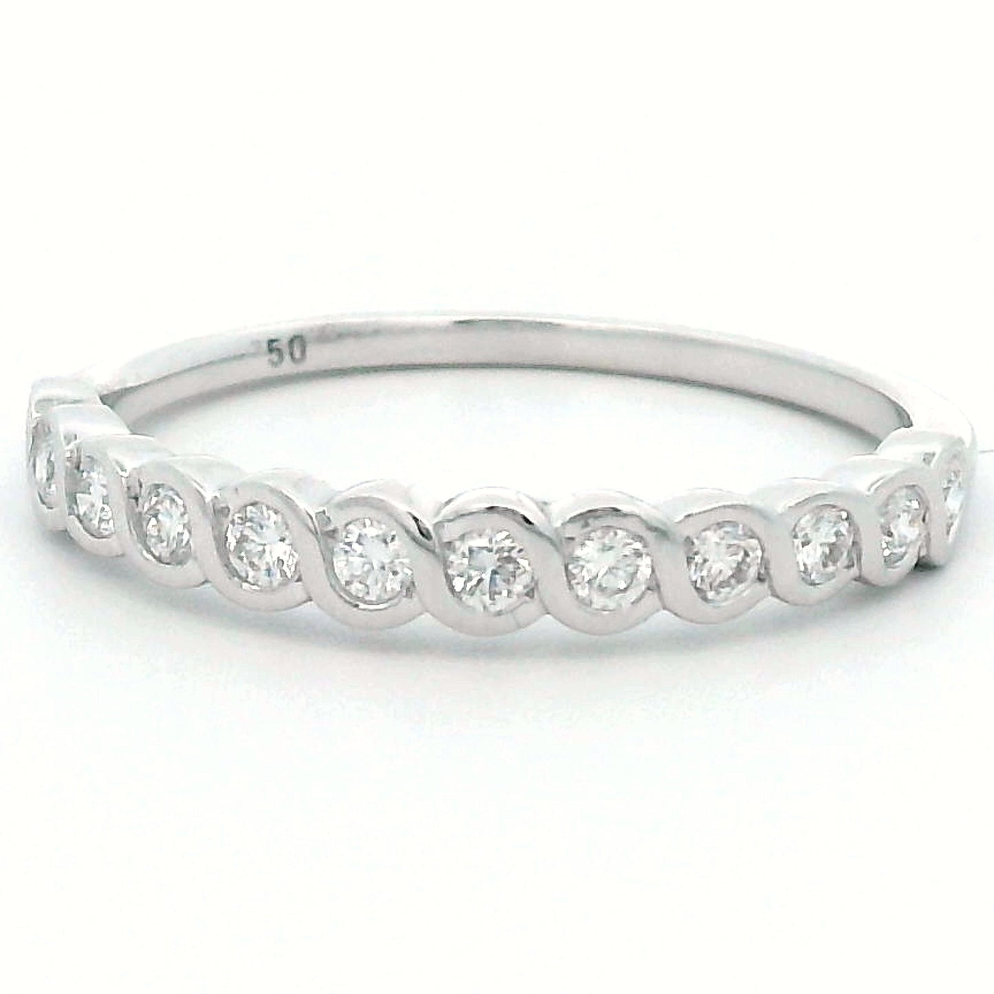 0.25 Carat Half Eternity Diamond Ring In 18k White Gold.