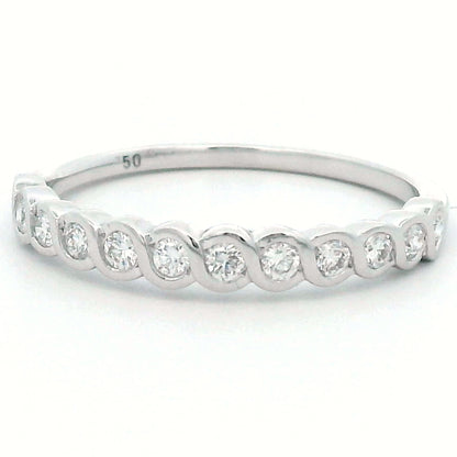 0.25 Carat Half Eternity Diamond Ring In 18k White Gold.