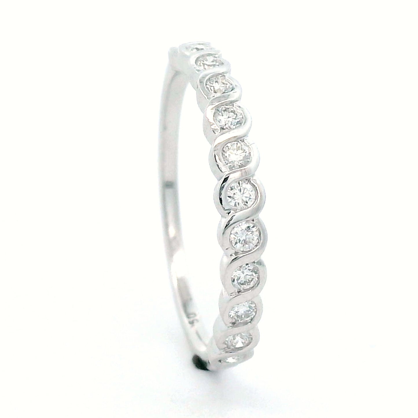 0.25 Carat Half Eternity Diamond Ring In 18k White Gold.