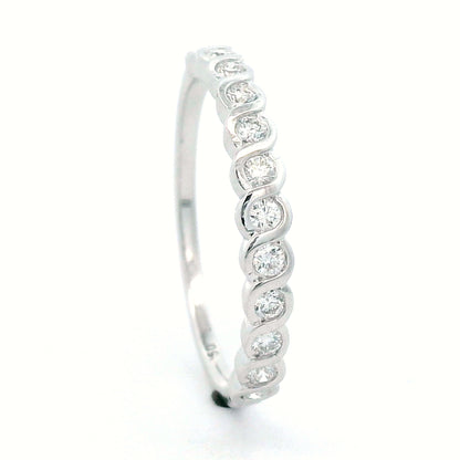 0.25 Carat Half Eternity Diamond Ring In 18k White Gold.