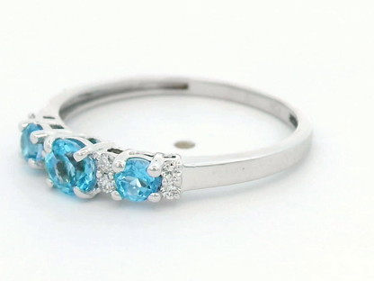 18k White Gold Blue Topaz and Diamond Ring.