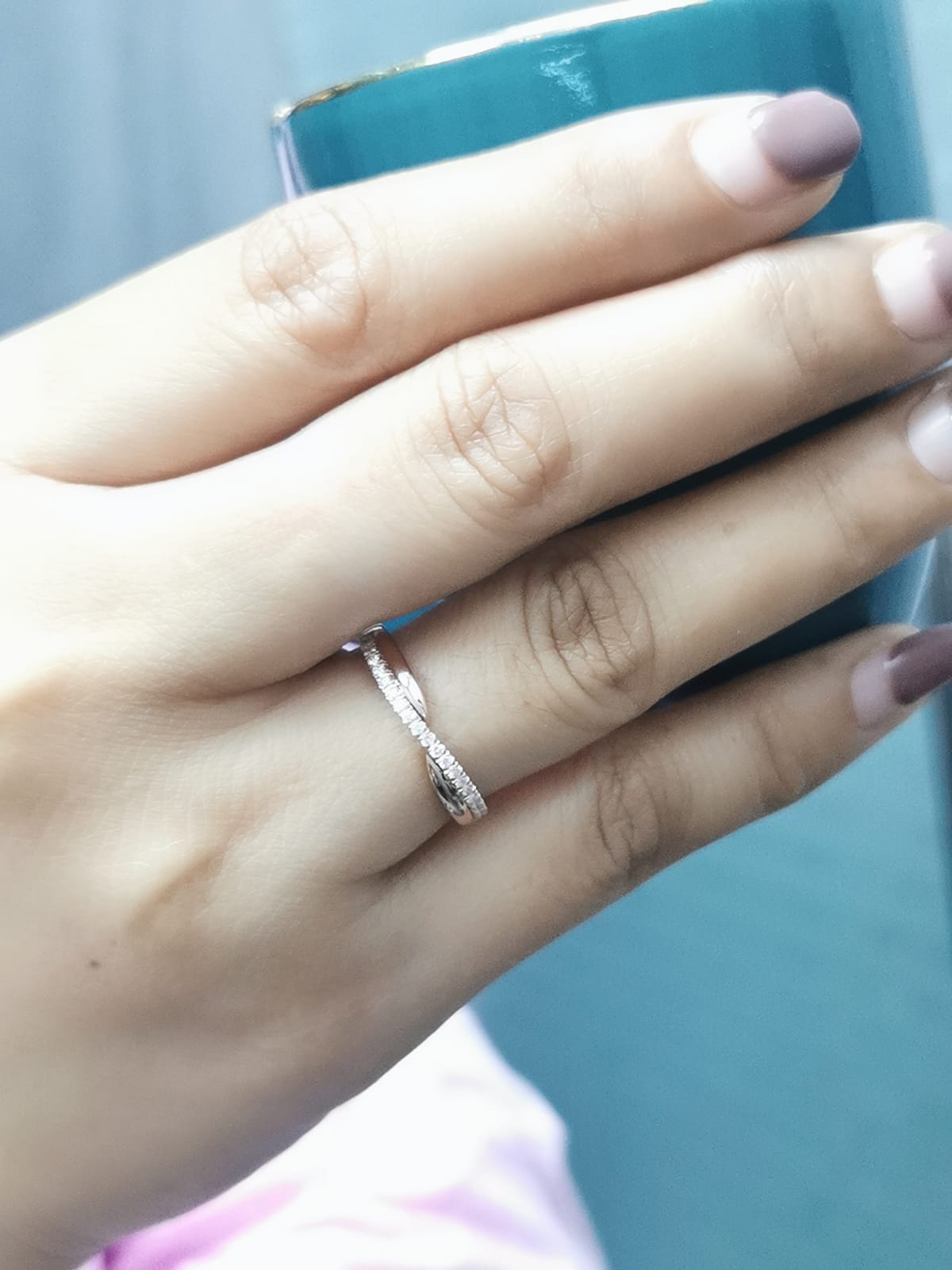 18K Rose Gold Diamond Crossover Band