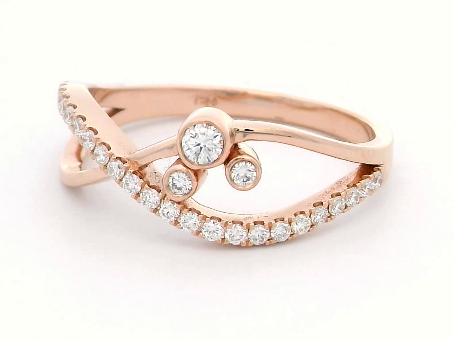 18k Rose Gold Infinity Twist Diamond Ring - 0.28ct