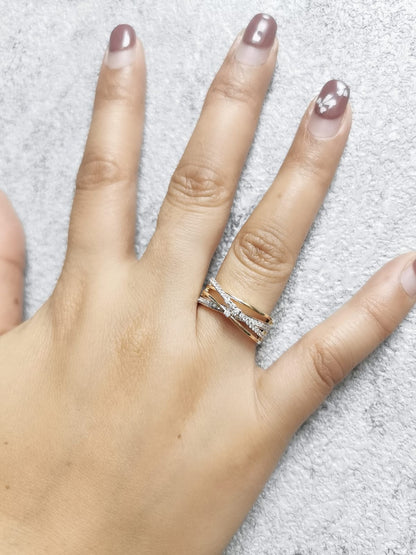 18K Rose Gold Diamond Criss-Cross Ring