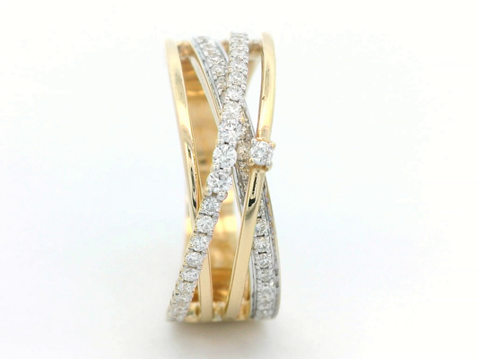 18K Rose Gold Diamond Criss-Cross Ring