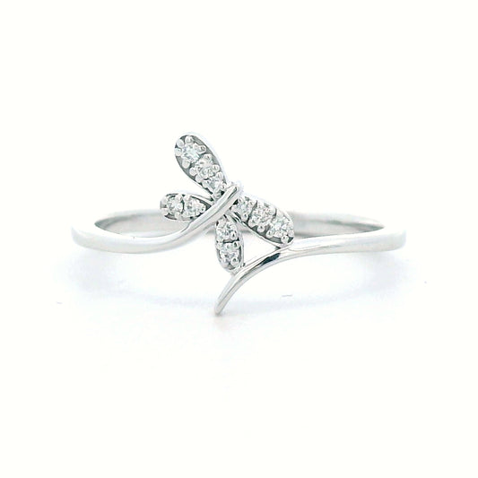 Exquisite 18K Gold Dragonfly Diamond Ring | Nature-Inspired Design with 0.07 Carat Diamonds