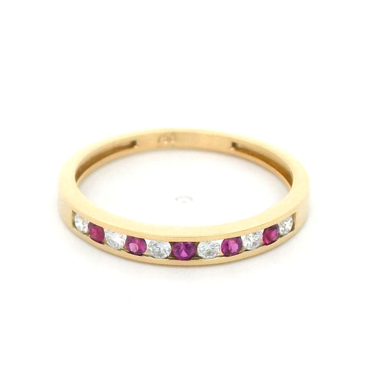 18K Gold Ruby and Diamond Half Eternity Band | Ring