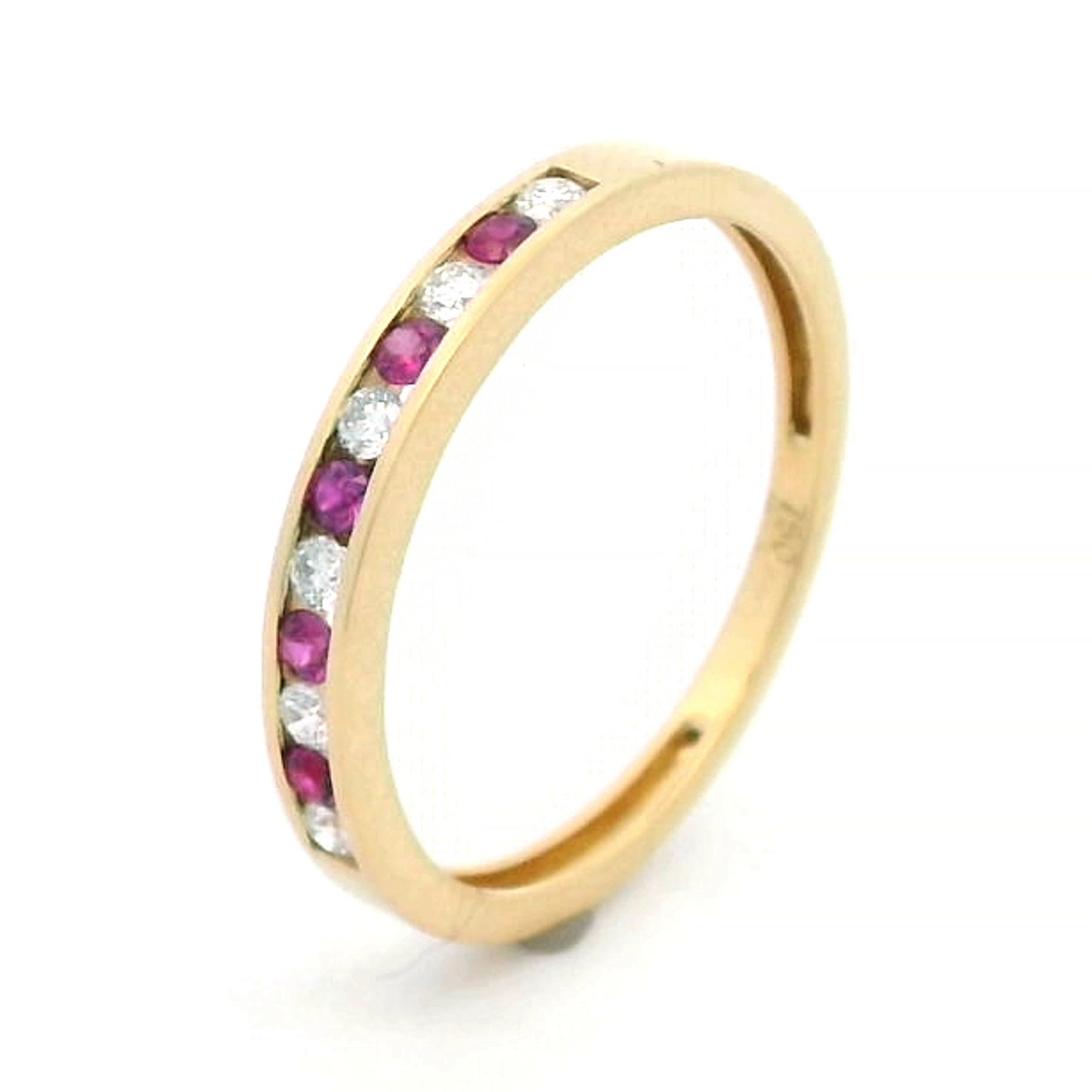 18K Gold Ruby and Diamond Half Eternity Band | Ring