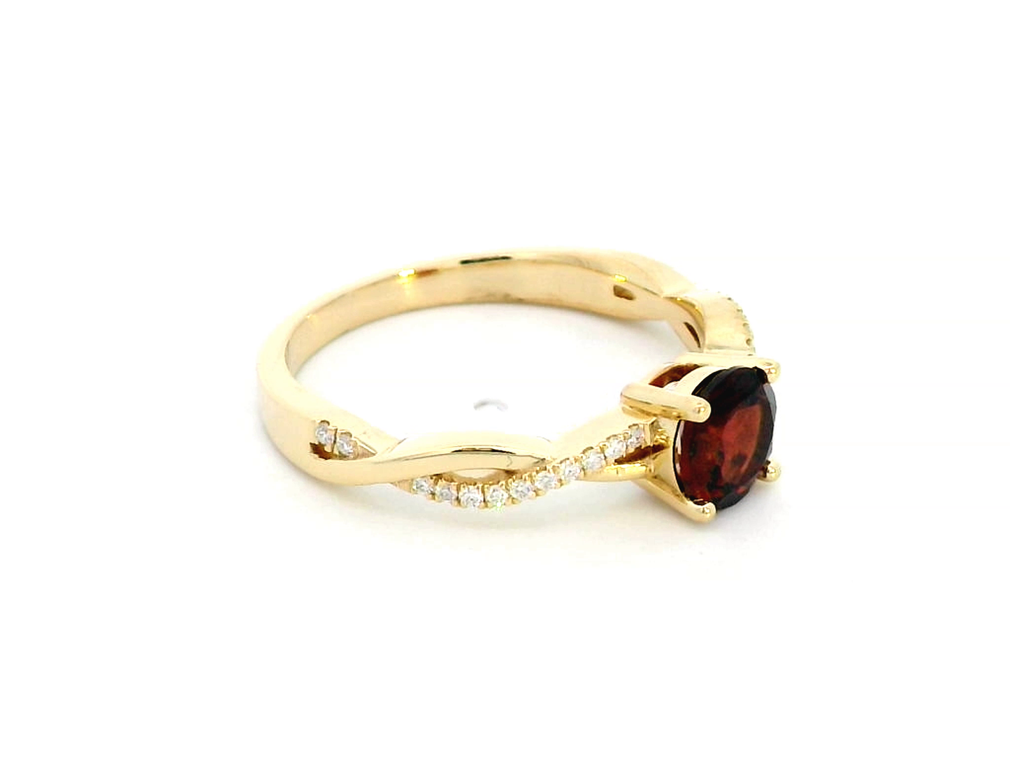 Elegant 18K Yellow Gold Garnet Solitaire Ring – 0.91 Carat Red Garnet with 0.09 CT Diamond Accents, January Birthstone Fine Jewelry