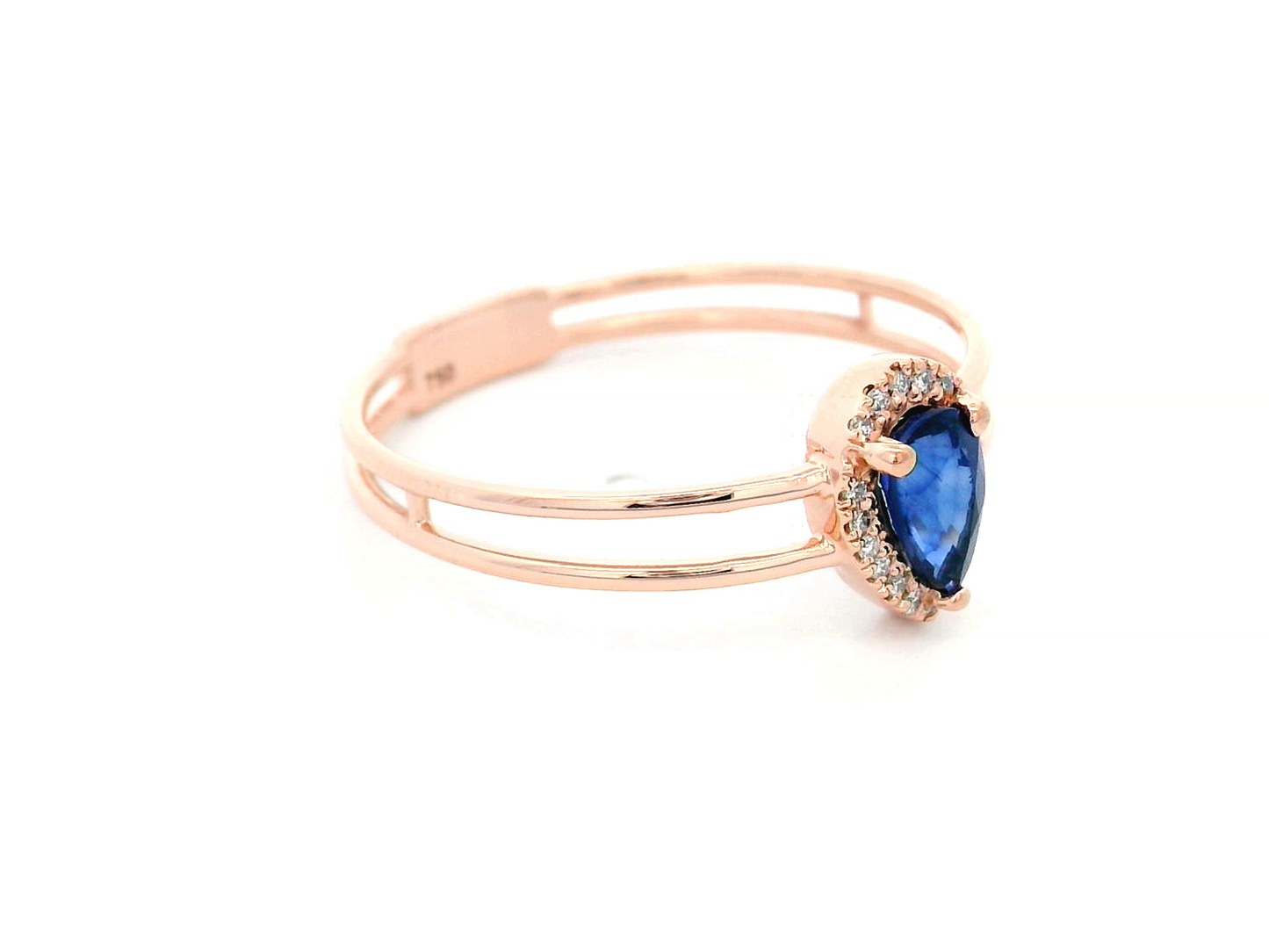 Pear-Shaped Sapphire & Diamond Halo Ring in 18K Gold | 0.51ct Sapphire