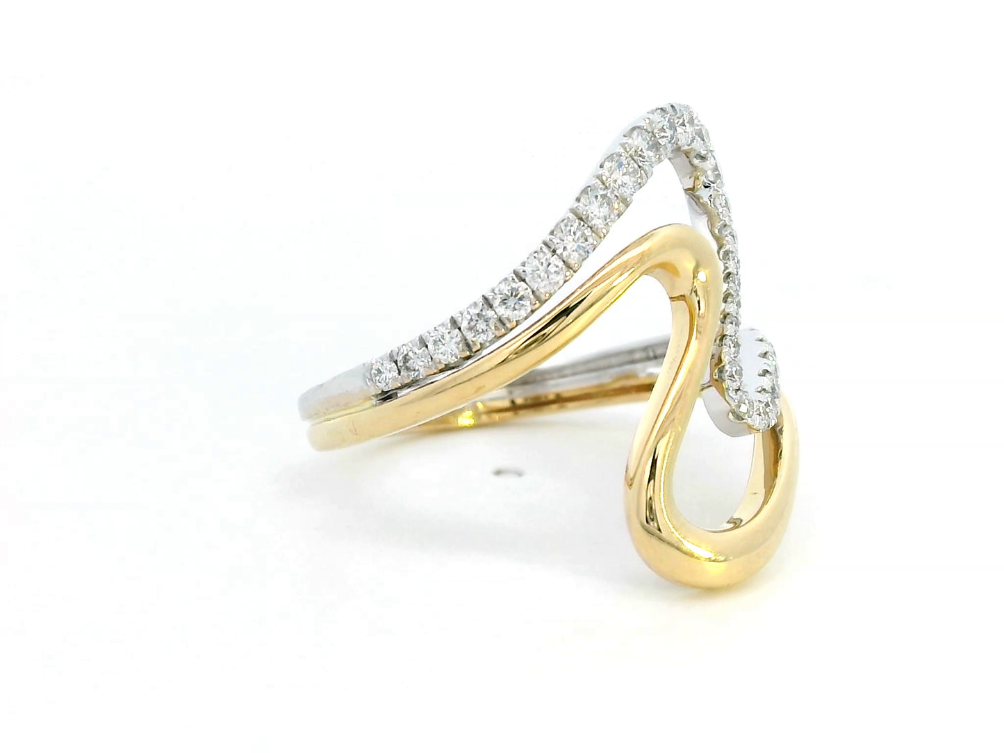 18K Two-Tone Gold Wave Design Diamond Ring | 0.45 Carats