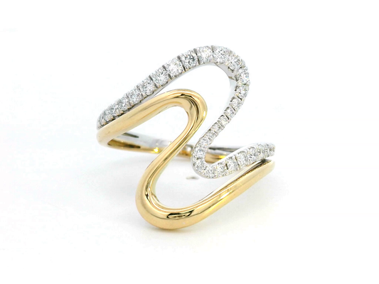 18K Two-Tone Gold Wave Design Diamond Ring | 0.45 Carats