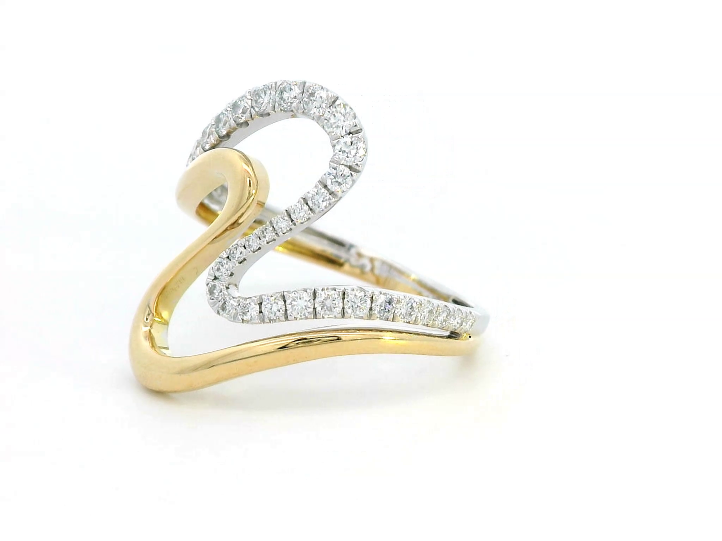 18K Two-Tone Gold Wave Design Diamond Ring | 0.45 Carats