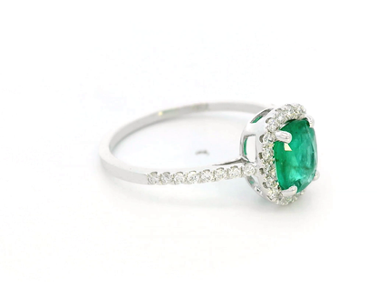 0.90 Carat Oval Emerald Ring with 0.30 Carat Diamonds in 18k Gold