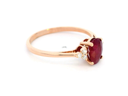 1.02 Carat Oval Ruby Ring with Diamond Accents in 18k Rose Gold