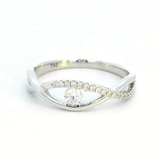 Infinity Diamond Ring in 18k Gold – 0.14ct Round Center Stone with 0.08ct Accent Diamonds for Women