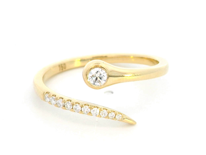 18K Yellow Gold Spiral Diamond Ring/ wrap ring with Brilliant Round Diamonds -