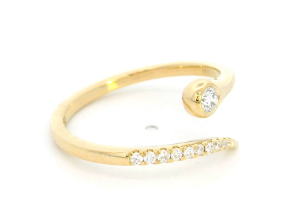 18K Yellow Gold Spiral Diamond Ring/ wrap ring with Brilliant Round Diamonds -