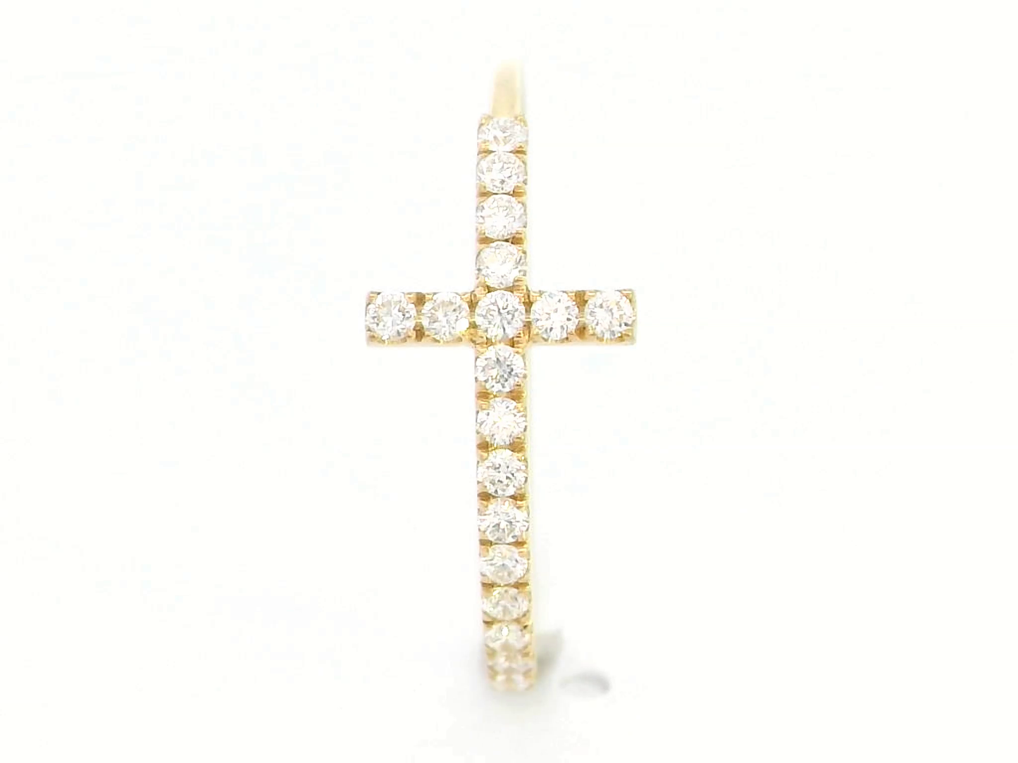 Elegant 18K Gold Cross Diamond Ring (0.17ct Diamonds)